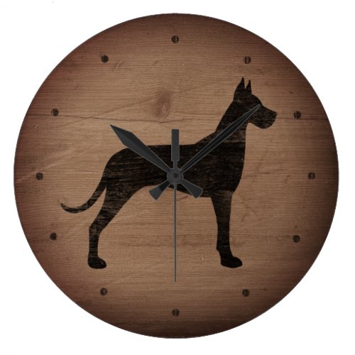 Great Dane Silhouette Rustic Style Large Clock