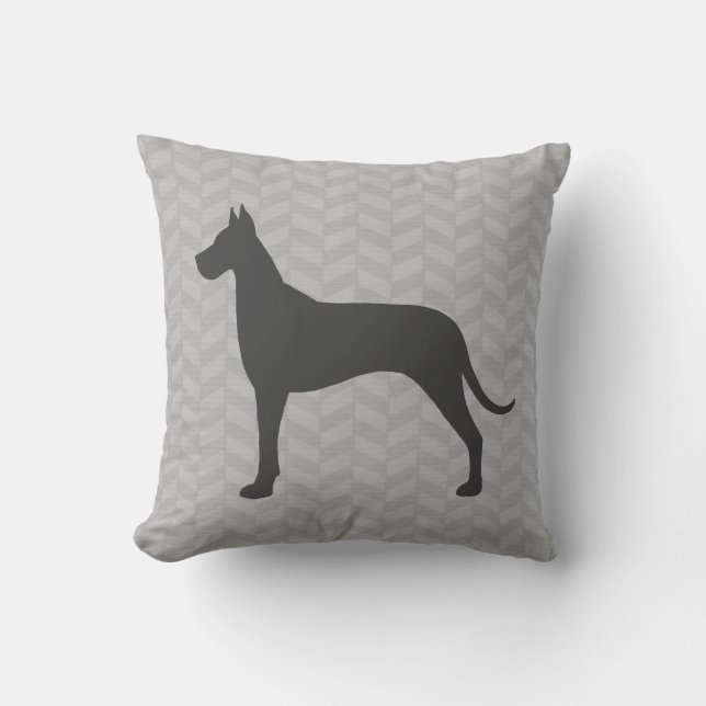 Great Dane Silhouette Throw Pillow (Front)