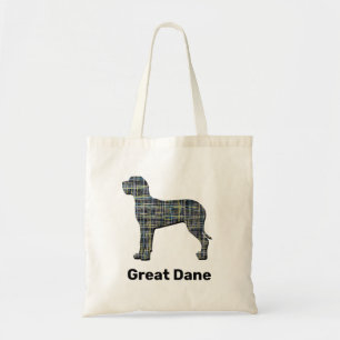 Great Dane Silhouette Yellow & Black Grid Tote Bag