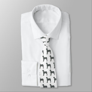Great Dane Silhouette Yellow & Black Grid White Neck Tie
