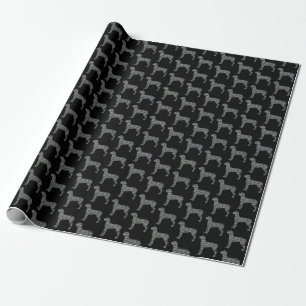 Great Dane Silhouette Yellow & Black Grid Wrapping Paper