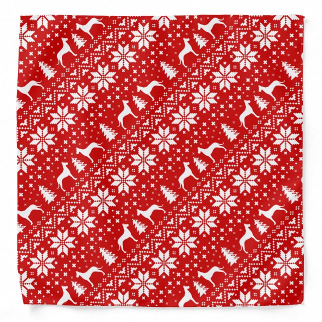 Great Dane Silhouettes Christmas Pattern Bandana (Front)