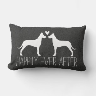 Great Dane Silhouettes Dogs Happy Couple Custom Lumbar Pillow