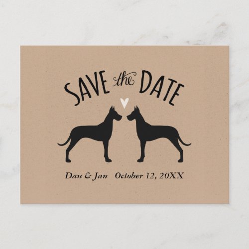 Great Dane Silhouettes Wedding Save the Date Announcement Postcard