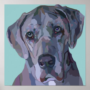 Great Dane Silver Merle Painting Poster