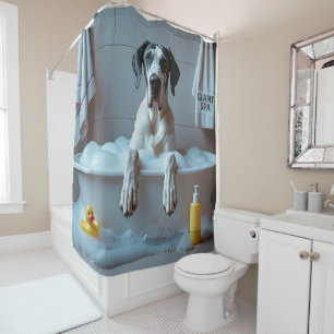 Great Dane Sloppy Sleepy Cute Funny Shower Curtain