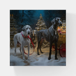 Great Dane Snowy Sleigh Christmas Decor Paperweight