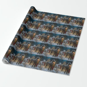 Great Dane Snowy Sleigh Christmas Decor Wrapping Paper