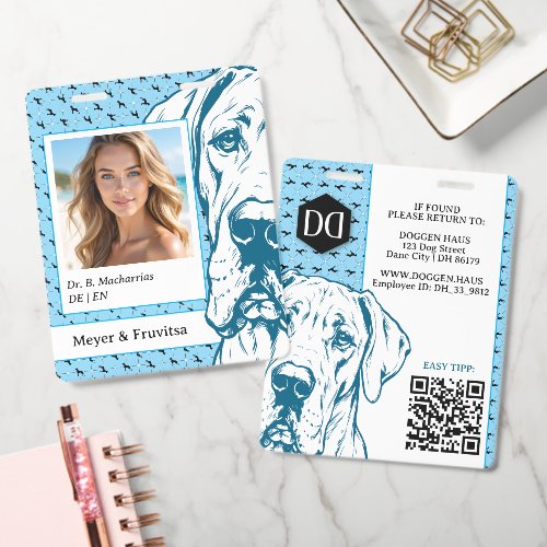 Great Dane sophisticated logo QR Code Badge