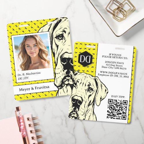 Great Dane sophisticated logo QR Code Badge