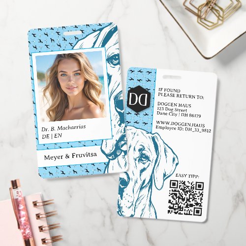 Great Dane sophisticated logo QR Code Badge