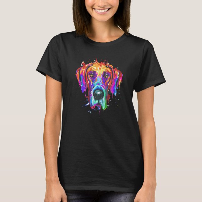 Great Dane Splash Art Colorful Premium T-Shirt (Front)