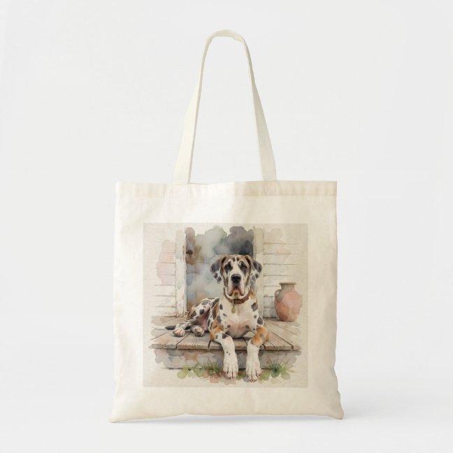 Great Dane Sprawled Across The Farmhouse Porch Tot Tote Bag