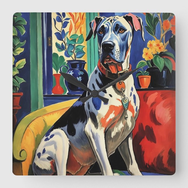 Great Dane Square Wall Clock (Front)