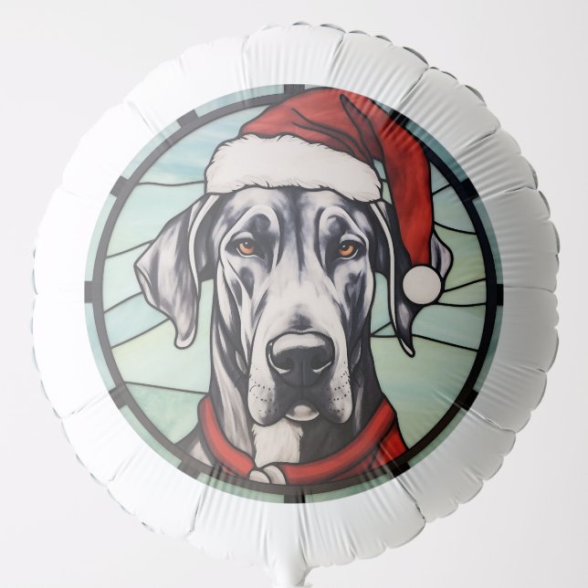 Great Dane Stained Glass Christmas Balloon (Front)
