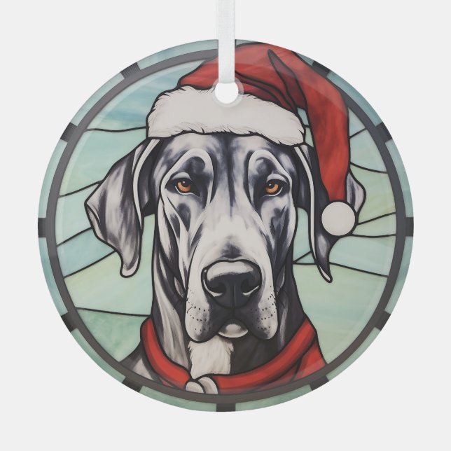 Great Dane Stained Glass Christmas Ornament (Front)