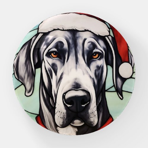 Great Dane Stained Glass Christmas Paperweight