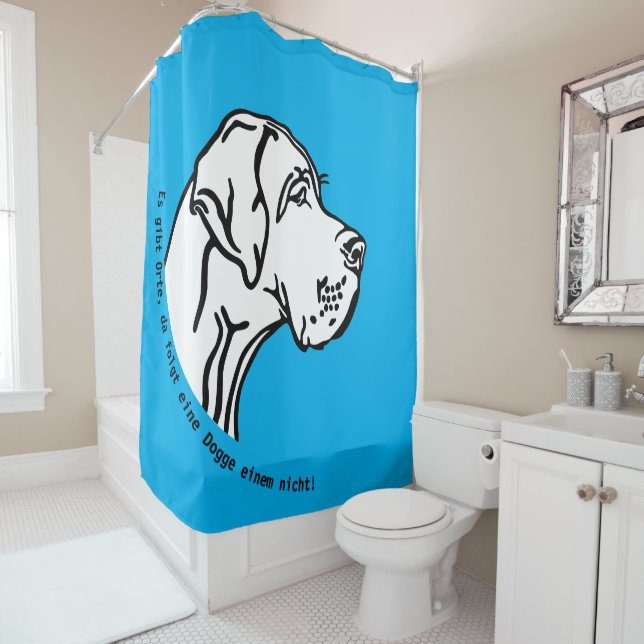 Great Dane Statement Drawing Shower Curtain (In Situ)