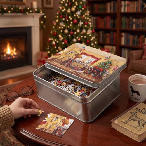 Great Dane Stealing Turkey Holiday Art Jigsaw Puzzle