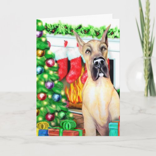 Great Dane Stockings Fawn Holiday Card