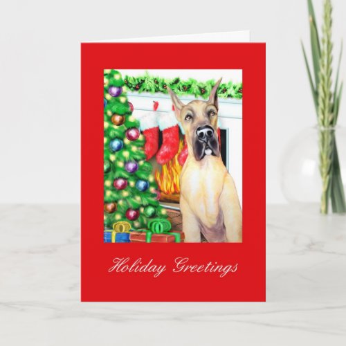 Great Dane Stockings Fawn Holiday Card