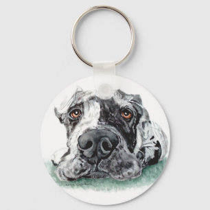 Great Dane Taped Up Merle Keychain