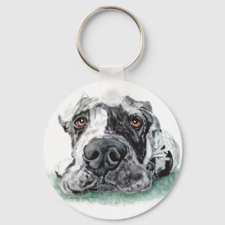Great Dane Taped Up Merle Keychain