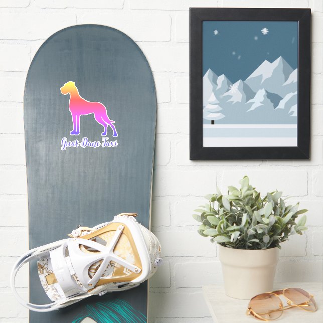 Great Dane Taxi Silhouette Vinyl Sticker (Snowboard)