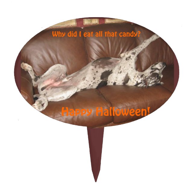 Great Dane - Too Much Halloween Candy Cake Topper (Front)