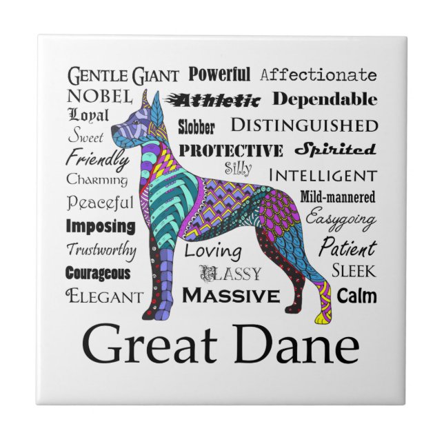 Great Dane Traits Tile Coaster (Front)