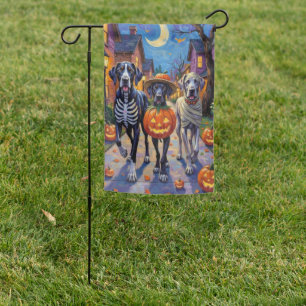 Great Dane Trick-or-Treating Halloween Costumes Garden Flag