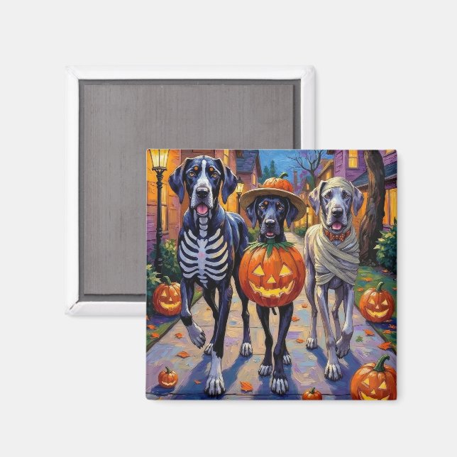 Great Dane Trick-or-Treating Halloween Costumes Magnet (Front/Back)