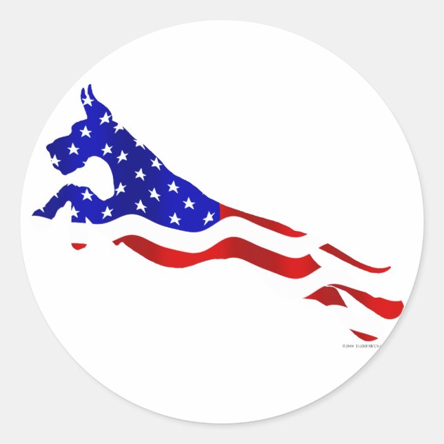 Great Dane USA Flag Jumper Classic Round Sticker (Front)