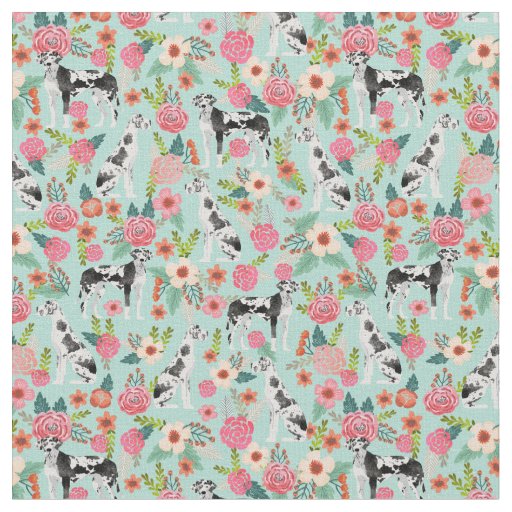 Great Dane vintage florals mint Fabric