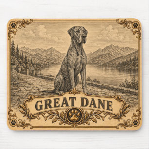 Great Dane, Vintage Heritage Dog Mouse Pad