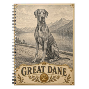 Great Dane, Vintage Heritage Dog Notebook