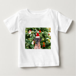 Great Dane w Christmas Tree Gift Boxes Santa Hat Baby T-Shirt