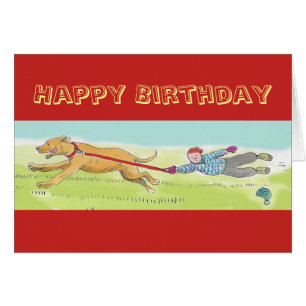 Great Dane walkies Birthday card