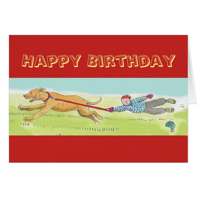 Great Dane walkies Birthday card (Front Horizontal)