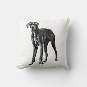 Great Dane Water Color Art Painting Throw Pillow