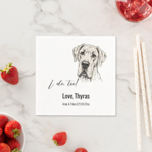 Great Dane Wedding Dog Head Illustration Napkins