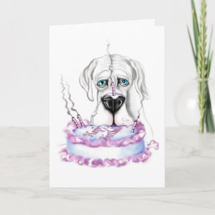 Great Dane White UC Birthday Cake Card