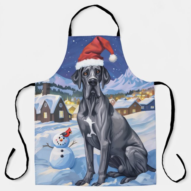 Great Dane Winter Wonderland Christmas Joy  Apron (Front)