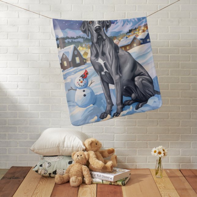 Great Dane Winter Wonderland Christmas Joy  Baby Blanket (In Situ)