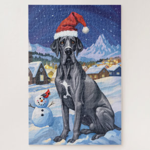 Great Dane Winter Wonderland Christmas Joy Jigsaw Puzzle