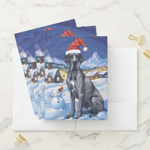Great Dane Winter Wonderland Christmas Joy  Pocket Folder