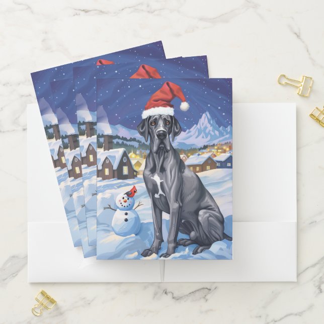 Great Dane Winter Wonderland Christmas Joy  Pocket Folder (In Situ)