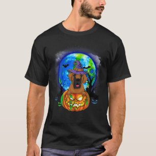 Great Dane Witch Moon Pumpkin Scary Halloween Dog  T-Shirt