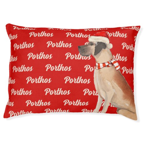 Great Dane with Dogs Name Christmas Pet Bed