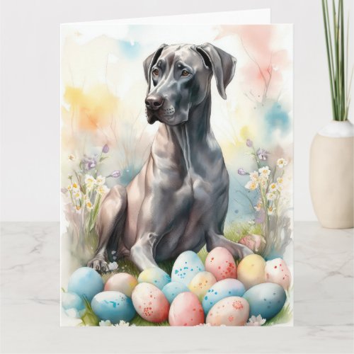 Great Dane with Easter Eggs Card